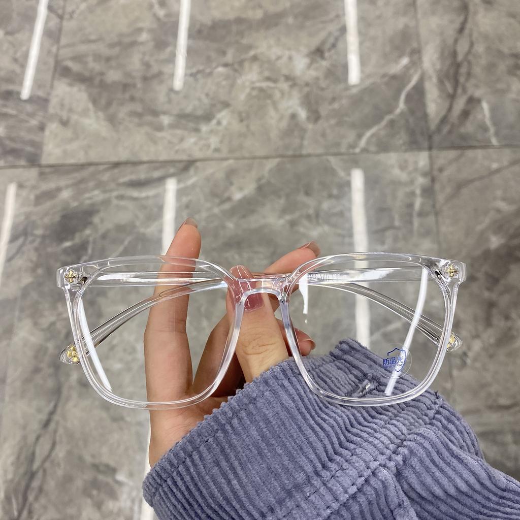 No Makeup Glasses, Women'S Round Face, Personalized Box, Large Frame, Transparent Frame, Anti-Blue Light And Anti-Radiation Flat Light Glasses.