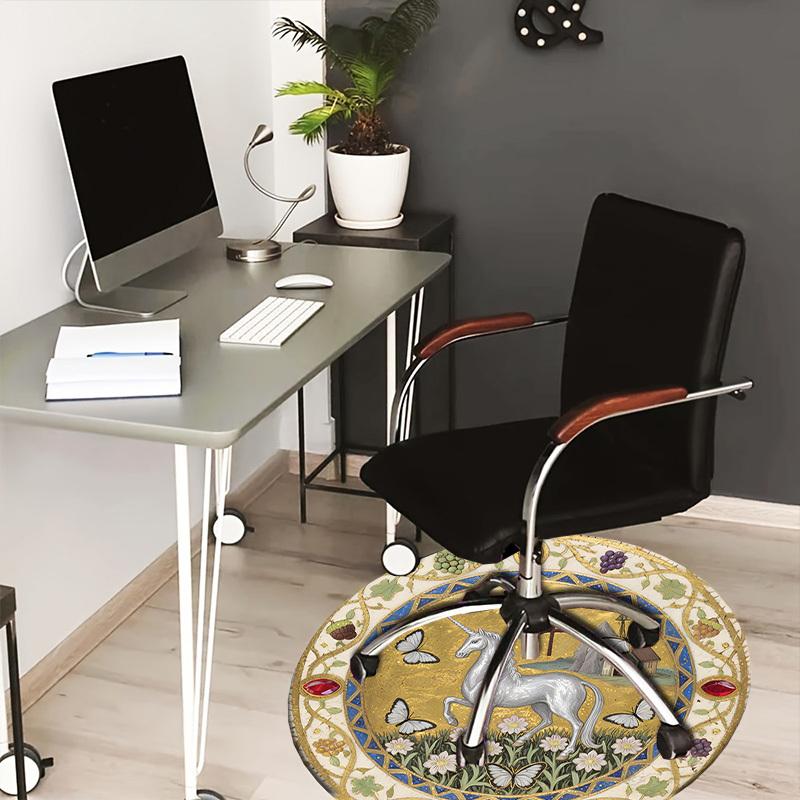 

1pc Carpet Chair Mats Unicorn, Butterflies, Cross, Rural Scene Perfect for Decorating Chairs, Polyester Carpet, for Living Room.YDT670 80cm by 80cm