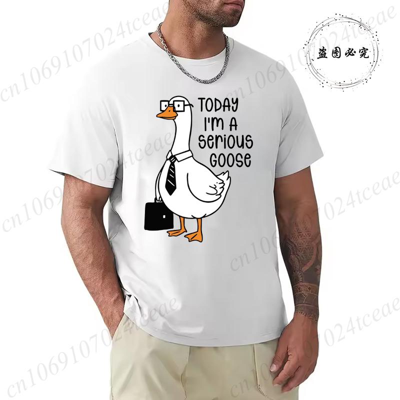 Summer Men's Tee T-shirt with Today I'm A Serious Goose Print T-Shirts Clothing Funny Sarcastic Tops Tees Daily Weekend Gifting