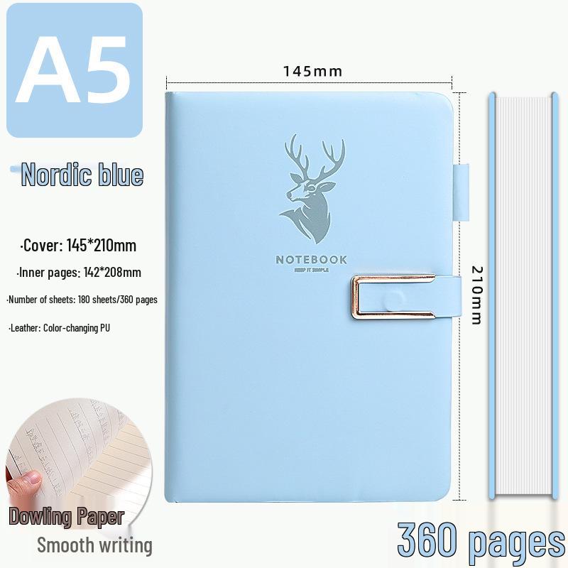 A5 Business Office Notebook with Thickened Pages and Simple Buckle, Ideal for Meetings, Record Keeping, Custom Logo Printable
