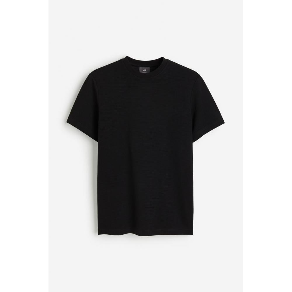 

Футболка в рубчик HM Regular Fit, черная