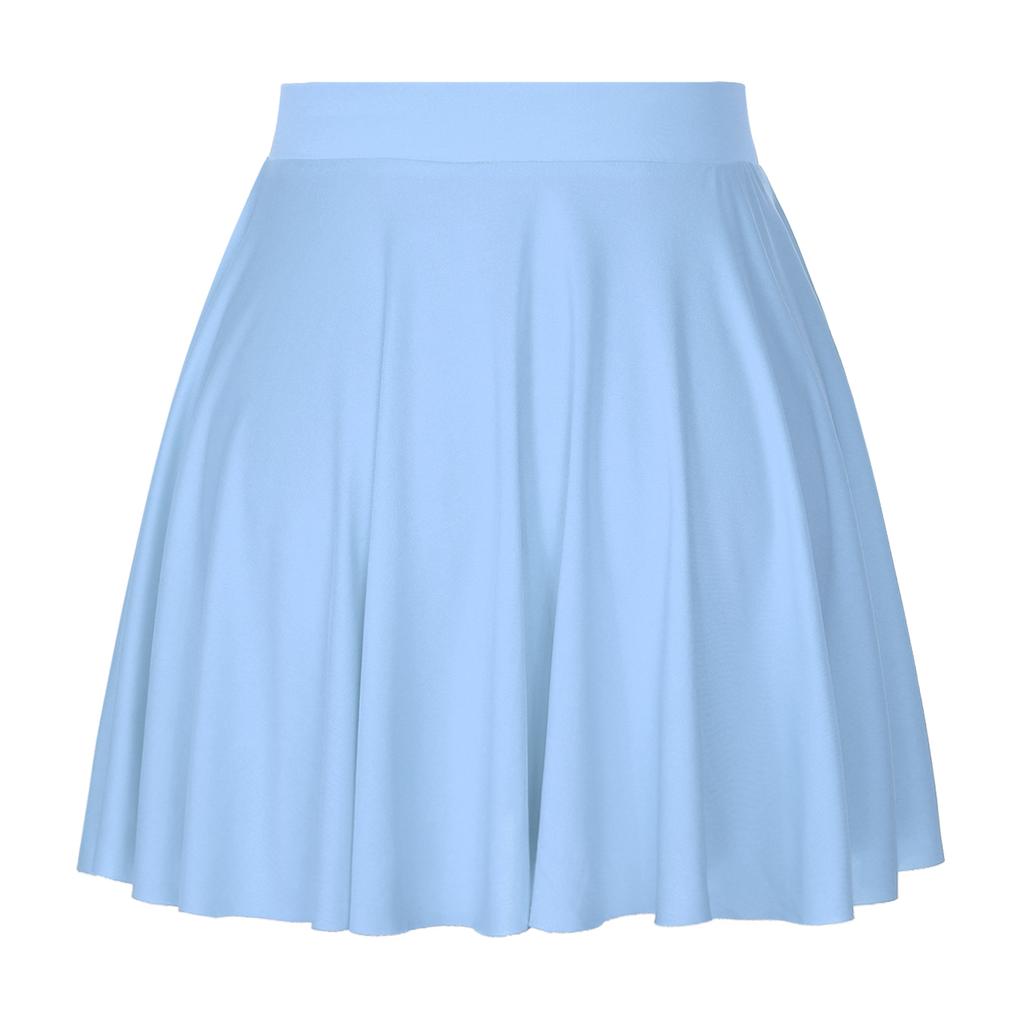 Falda de Color Sólido con Volantes para Mujer: Falda Acampanada Casual con Cintura Elástica para Ropa de Estar en Casa Ropa Deportiva