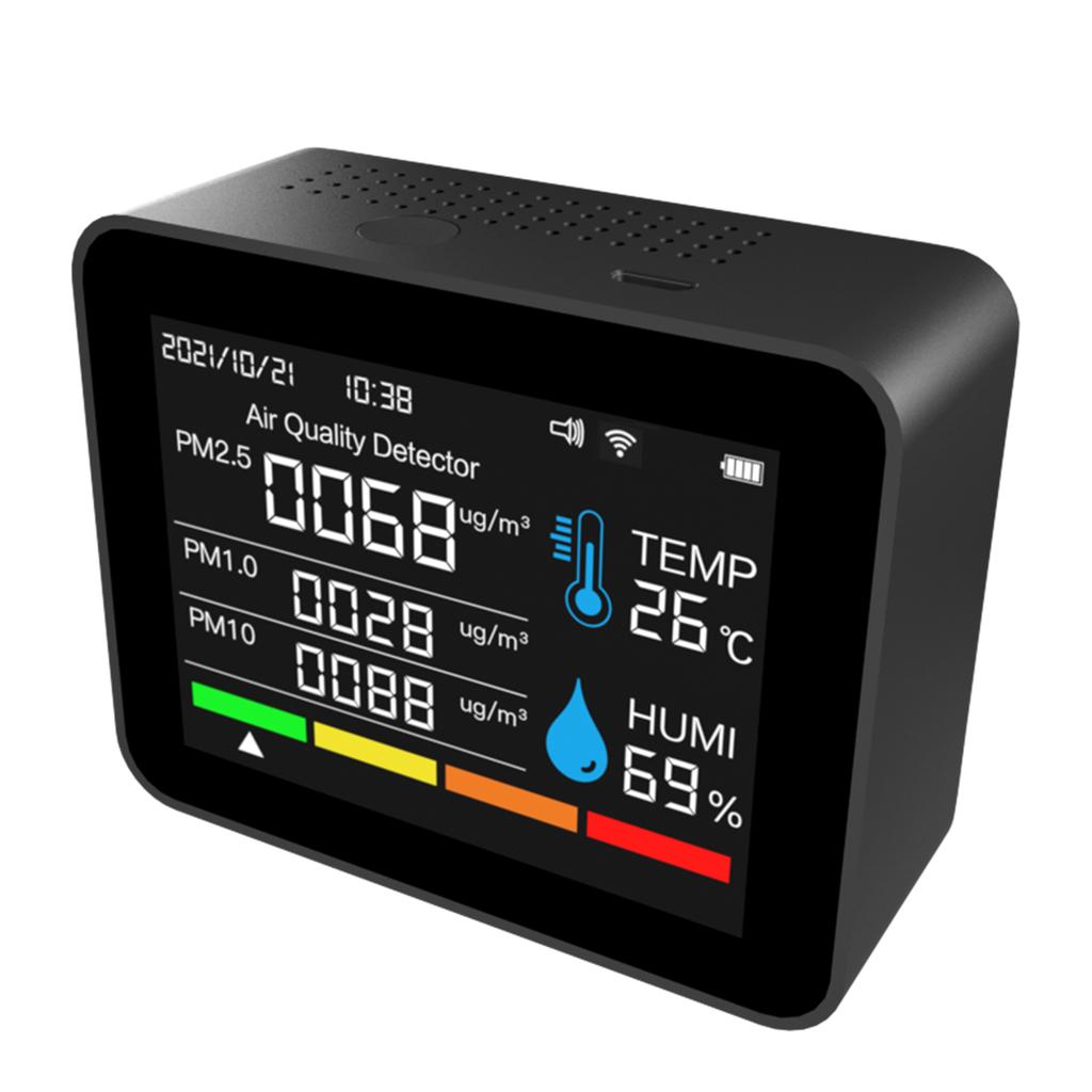 Inomhus   Kvalitetsskärm 12 Funktioner WiFi Termometer Hygrometer WiFi för   Smart App med 2,8  Färgdisplay Stöd för Larmfunktion CO2 Celsius