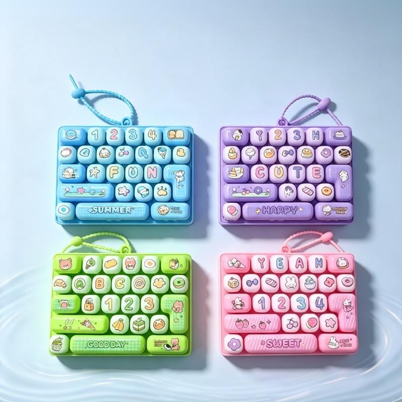 26 Key Keyboard Fidget Toy Keycap Clicker Keychain Portable Stress Relief Gift for Kids Adult Friends
