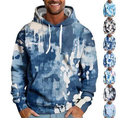 Men And Women Tie-dyed Long-sleeved Hooded Plush Warm Coat Leisure Sweater