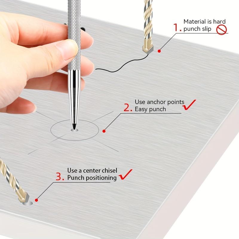 High Hardness Center Punch Non-slip Handle Tapered Punch Point Punch Locator Metal Drill Mark Center Punch Fitter's Chisel Punch