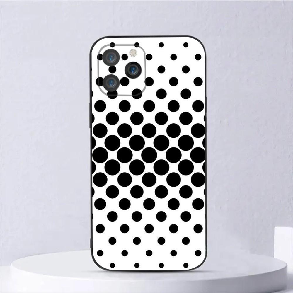 Black And White Polka Dot Phone Case For iPhone 15,14,13,12,11,Plus,Pro Max,XS,X,XR,SE,Mini,8,7 Soft Silicone Black Cover