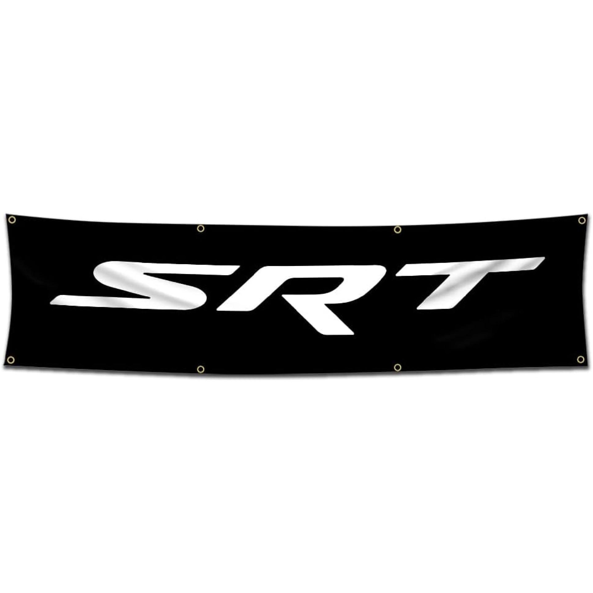 Flag Compatible with SRT Flag Banner Hellcat Car Banner Flag Decor Motor Racing 2x8ft Banner for Garage Man Cave Dorm Room
