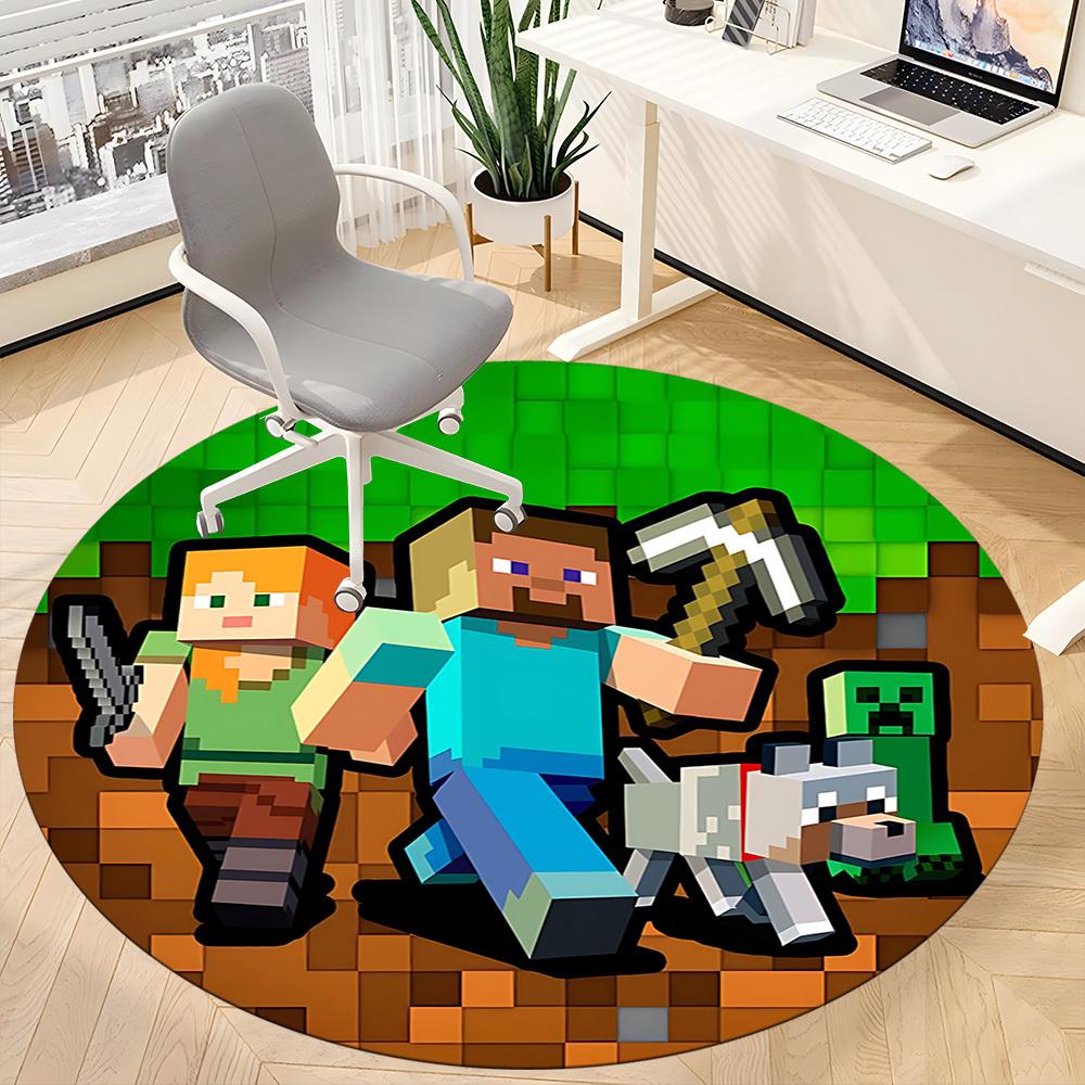 1pc Minecraft Characters Chair Carpet for Office - Indoor Non-Slip Washable Polyester Fiber Carpet, Soft Comfortable Mat For Office yy250928069