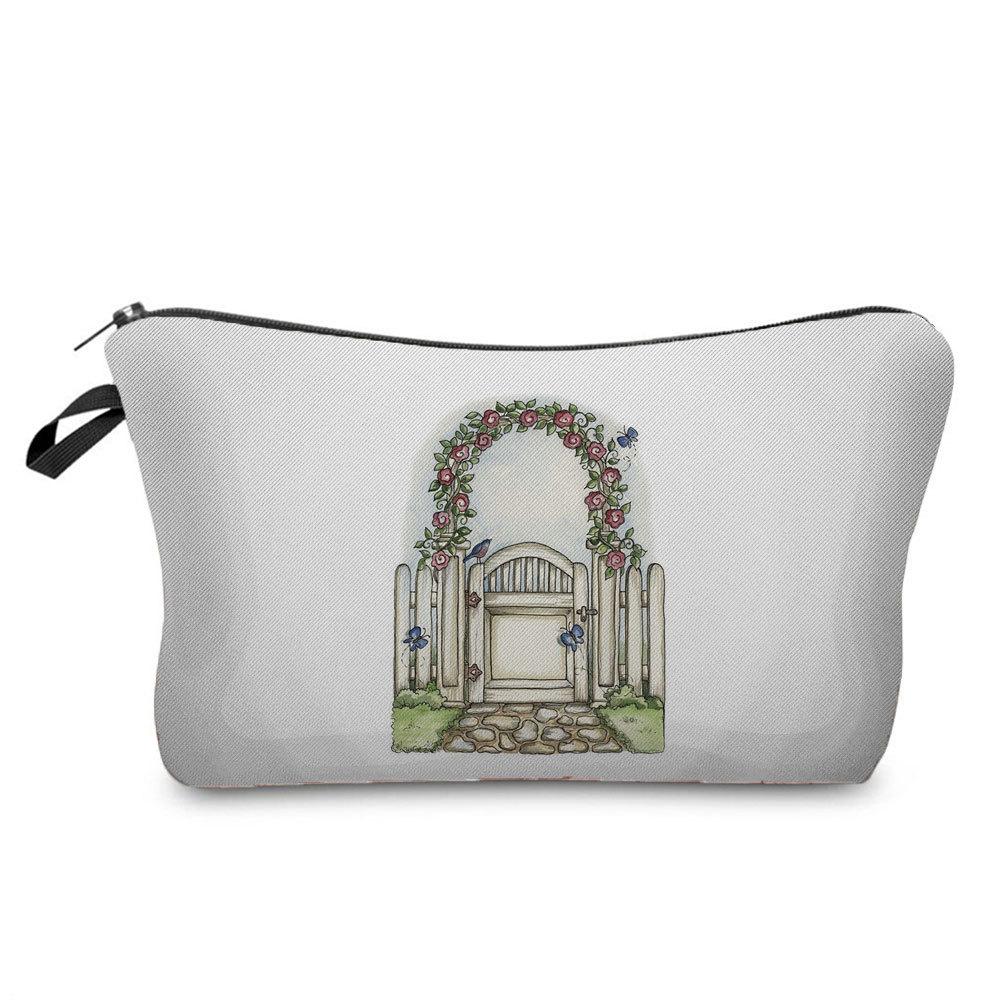 Women Flower Print Cosmetic Bag Toiletries Organize Travel Storage Case 6670