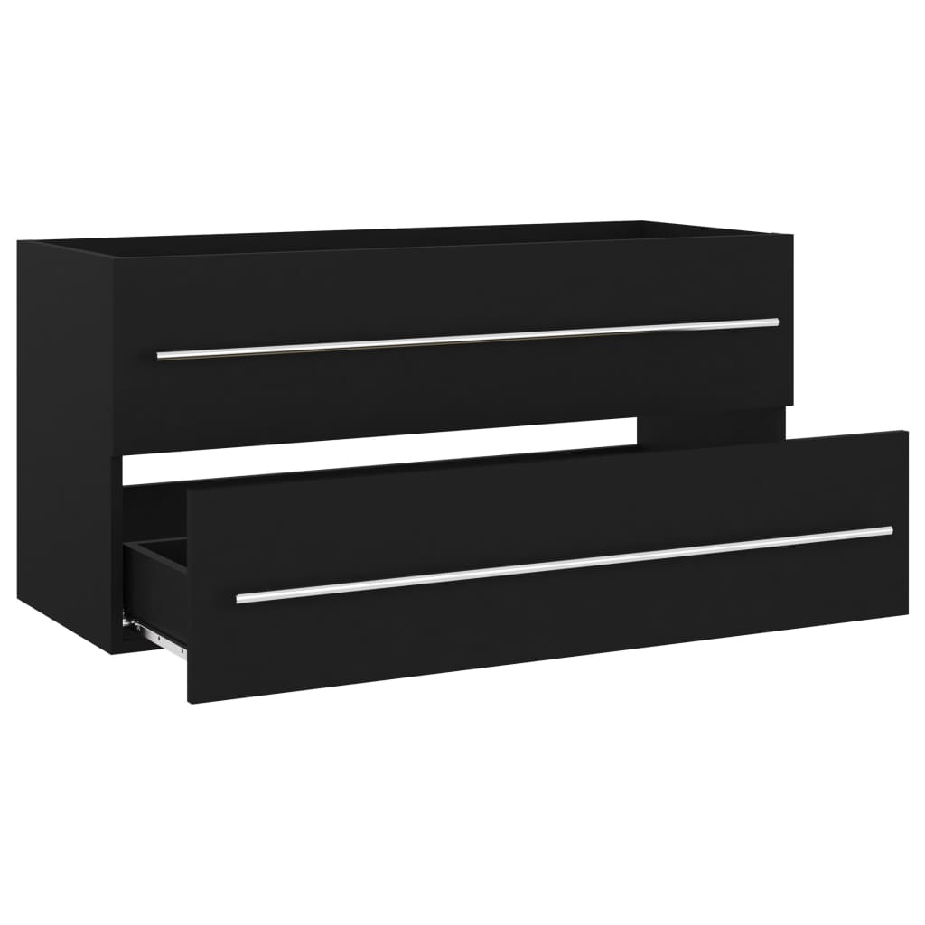 Badezimmermöbel Waschbeckenunterschrank schwarz, 100 x 38,5 x 48 cm