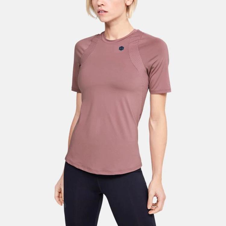 Under Armour Fitted Round Neck Sports Pullover T-Shirt Women Tops Silent-Pink 1355583-662