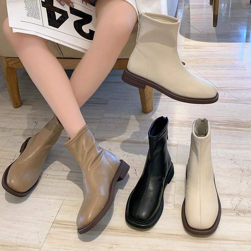 Short boots for women 2026 new autumn short boots slim Chelsea boots with fleece women's short boots