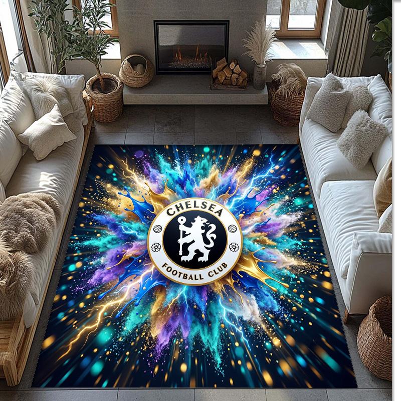 Chelsea FC Printed Flannel Area Rug Non Slip Soft Polyester Floor Carpet Indoor Decor Mat for Bedroom Living Room Sofa Game Room Home Decoration