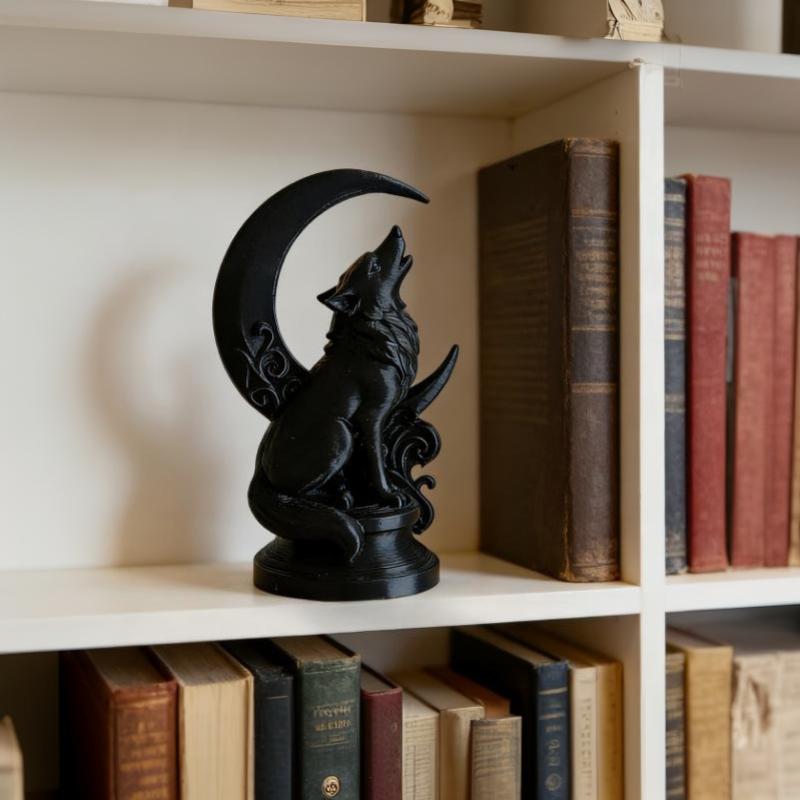 Moon Wolf Totem Ornament, Perfect For Art Decoration Statues In Living Rooms, Study/Bookshelves, Offices, And Entrances