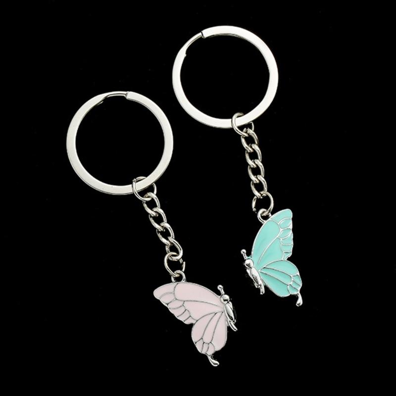Cute Butterfly Magnetic Keychain Best Friend Key Chain for Women Handbag Car Keyholder Friendship Keyring Jewelry Gift