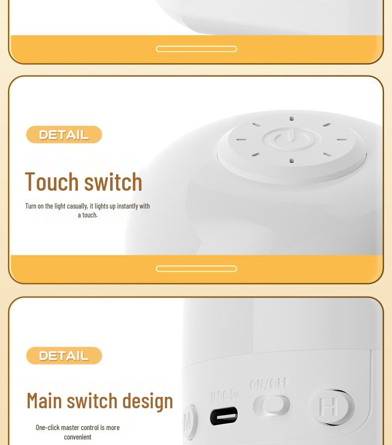 Eye-friendly LED Night Light: Bedroom, Dormitory, Desk & Bedside Lamp with Charging Function - Popular Atmosphere Lamp for Students