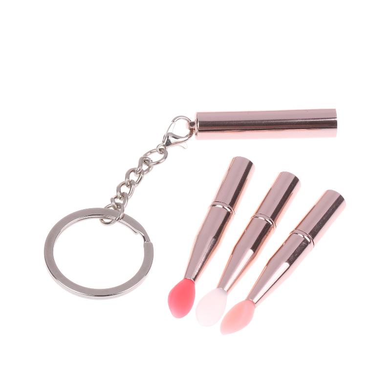 1Pcs Multifunctional Silicone Lip Brush Portable With Cover Keychain Dustproof Lipstick Lipstick Brush Eye Shadow Brush