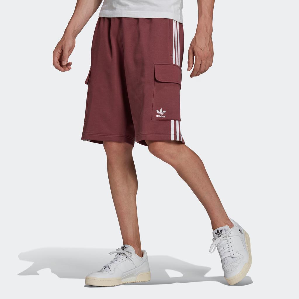 Adidas Originals Striped Big Pocket Lace-Up Sports Casual Shorts Men Shorts Deep-Red White HC1907