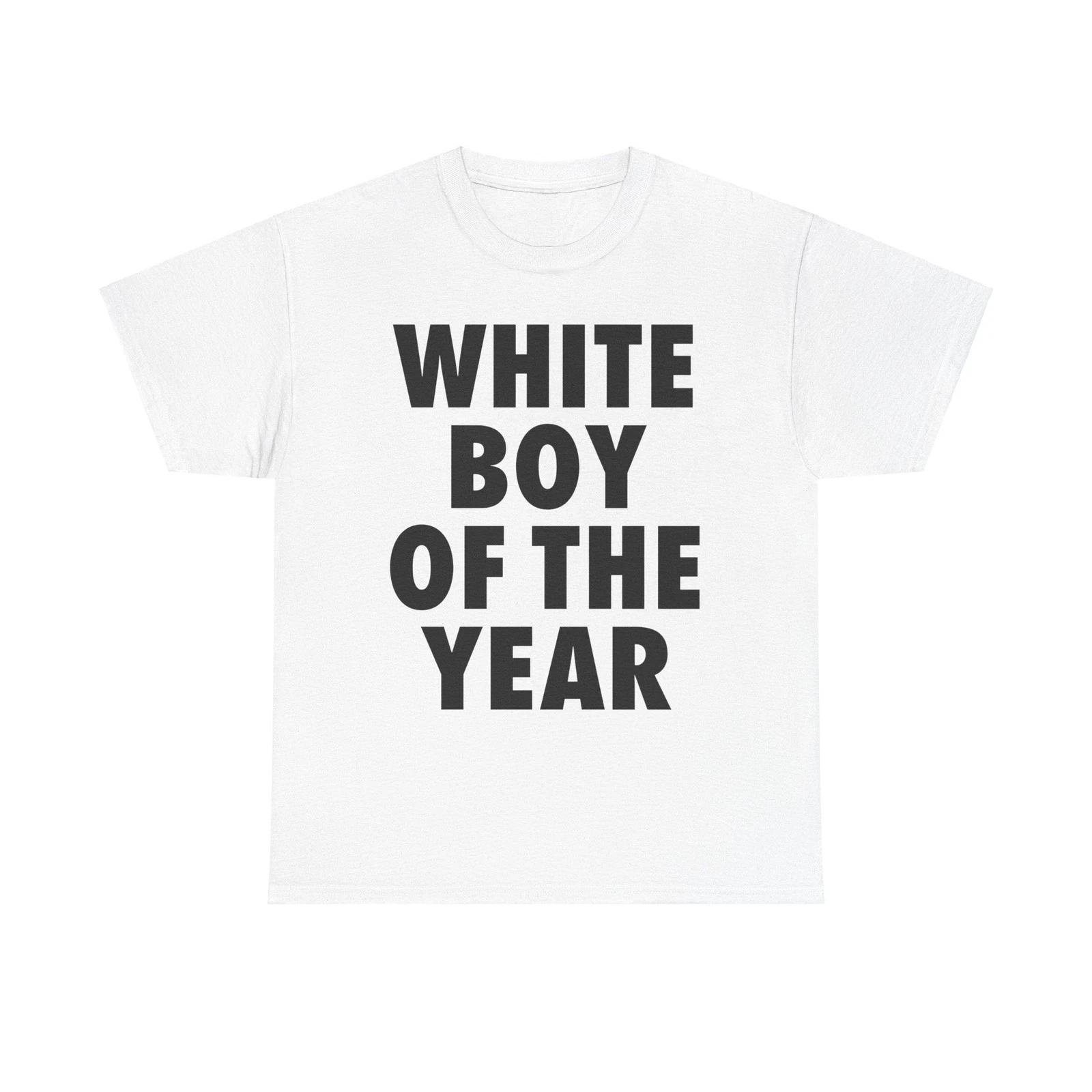 WHITE BOY OF THE YEAR SHIRT Man Menswear Oversized Tshirt Streetwear Casual TEE XS