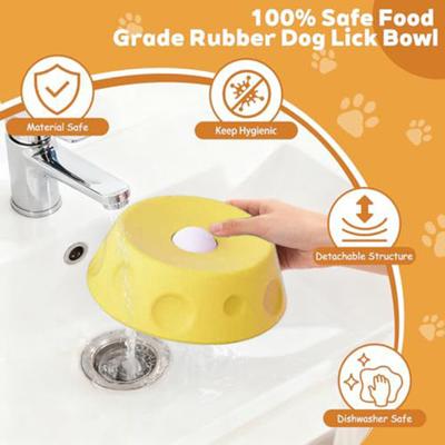 Yousheng Chien Bol à Léchage Liquide Mangeoire Lente Jouet à Léchage Silicone Antidérapant Bol d'Alimentation Anti-Déversement avec Balle Roulante Bol à Léchage pour Friandises Liquides pour Grand