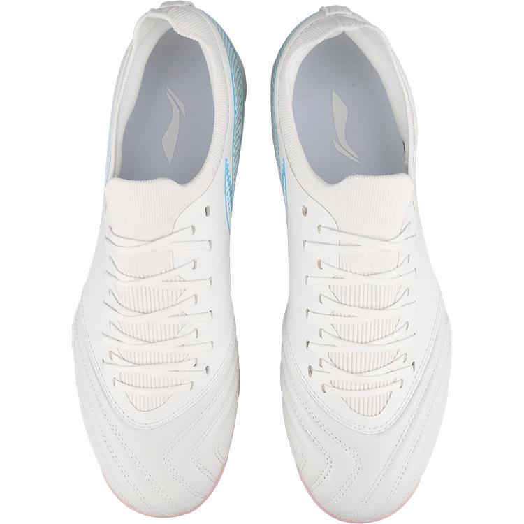 Li Ning TF Turf Firm Ground Cushioning, Wear Resistant Soccer Shoes Men's White Pink Blue YSTV0331