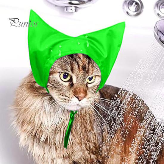 Cat Shower Cap Adjustable Waterproof Bathing Hat with Ear Cover Washing Bathing Raining Protection Cap for Cats