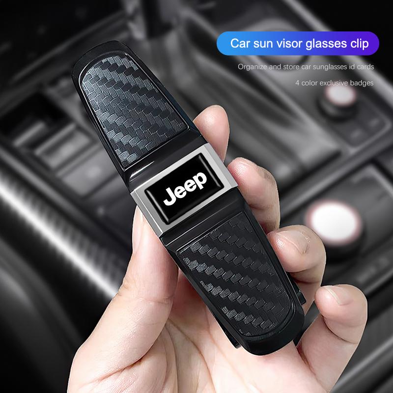 Car Glasses Case Auto Sun Visor Glasses Holder Clip For Jeep Renegade Compass Grand Cherokee Wrangler jk Gladiator Patriot AJP1