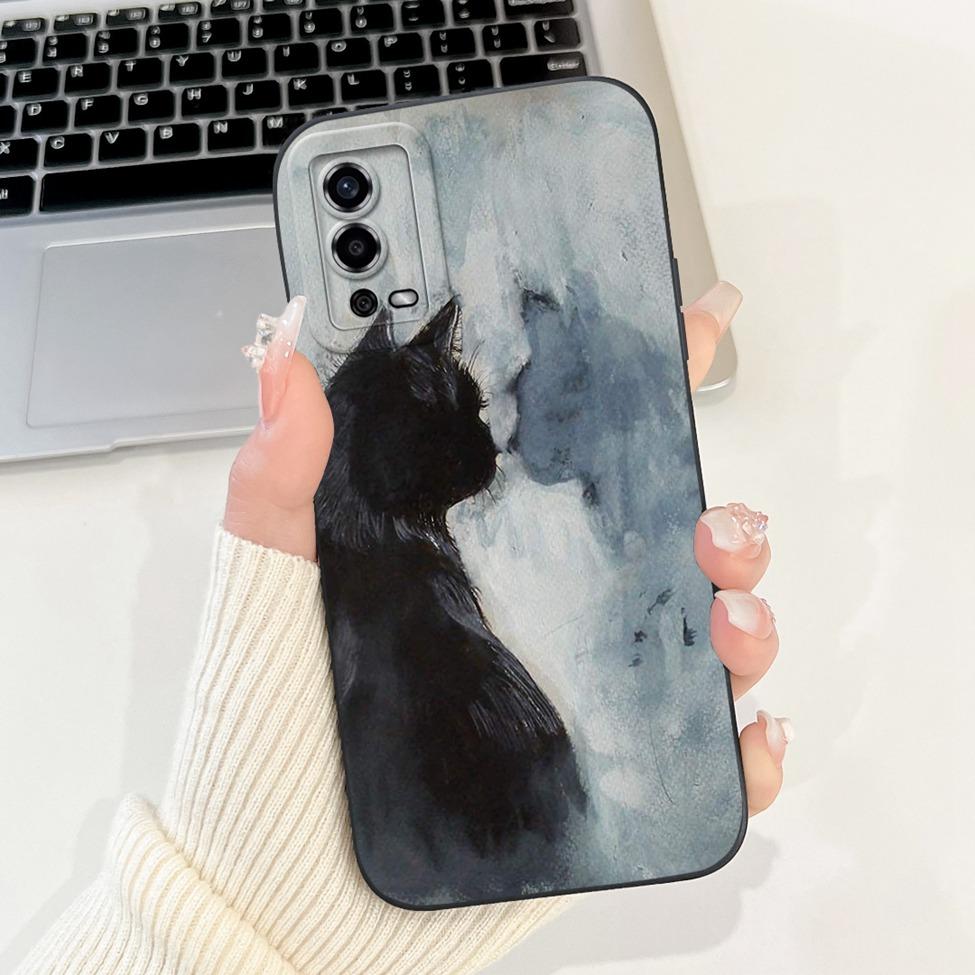 For Oppo A55 4G Case CPH2325 Silicone Cute Cat Fashion Butterfly Flowers Love Painted Cover For Oppo A55 4G Phone Case