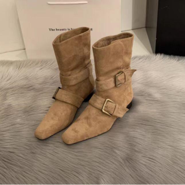 [Fanfuna] 2025 Autumn New French Retro Western Boots Early Autumn Foreign Style Fried Street Wide Mouth Small Short Boots Women