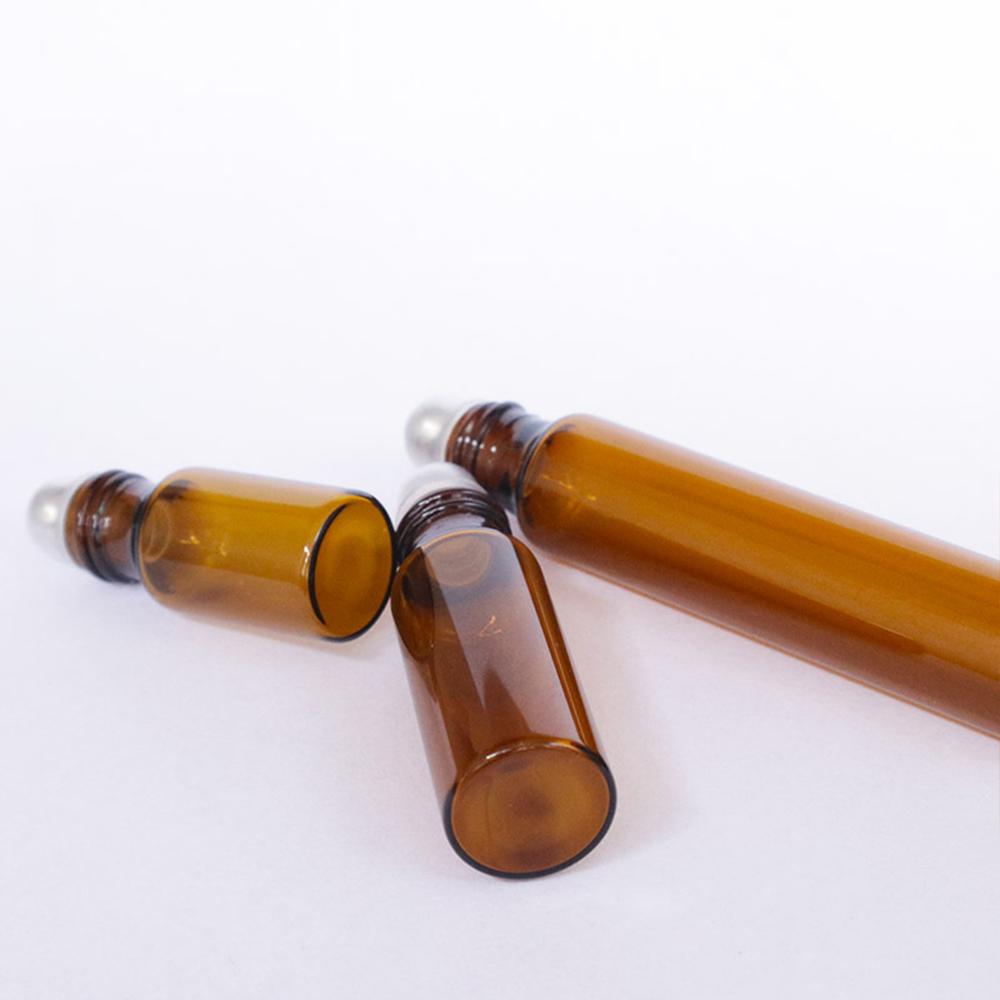 20 Stück/50 Stück/100 Stück Bernstein Glas Roll-on Flasche mit Glas- und Metallkugel Braunes Dünnes Glas Roller Ätherische Öle Fläschchen