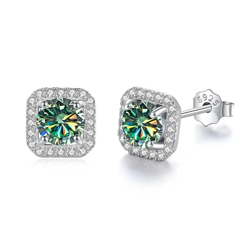 Bague Ringen S925 Sterling Silver Fashion Square Silver Needle Earrings Temperament Set 1ct D Moissente Celebrity Earrings