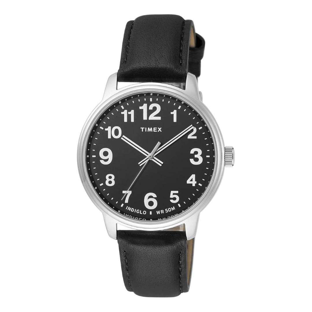 

Мужские кварцевые часы TIMEX Easy Reader Черный/Коричневый циферблат Кожаный ремешок Япония Оригинал TW2V21400 TW2V21300 TW2V21400