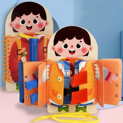 Montessori Oyuncakları Erken Eğitim Çocuk Yaşam Becerileri Ayakkabı Bağlama Fermuar Tokalar Ahşap Çok Katmanlı Meşgul Tahtası Yapboz Hediye