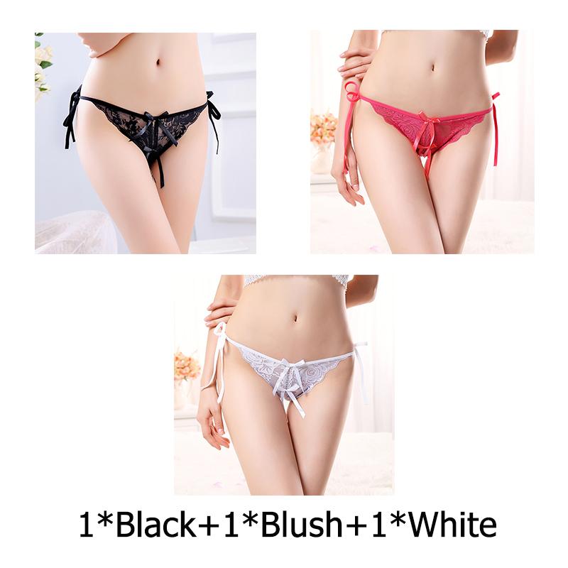 Sexy G-string T Panties Female Underwear Lace Thongs Women's Pants Sexy Pearl panties Erotic Women Crotchless panties plus size