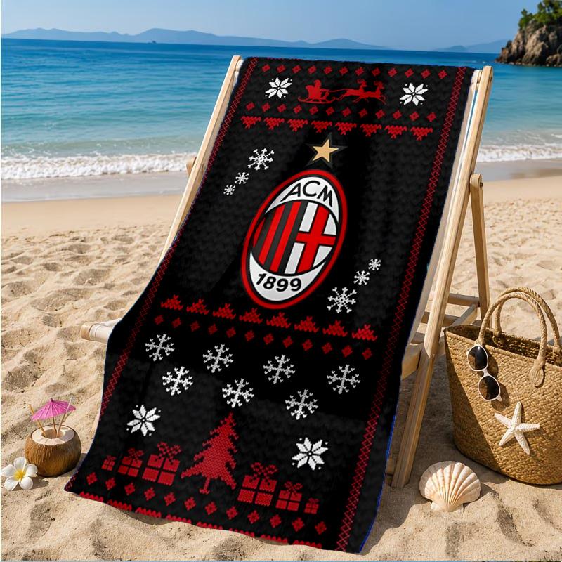 Milan Football Club Printed Microfiber Beach Towel, Soft And Absorbent, Quick-Dry, Ideal for Summer Travel, Beach Essential, Swimming Pool