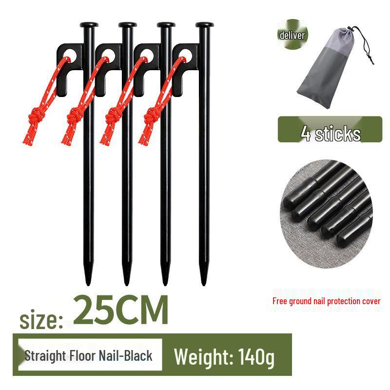 Steel Tent & Tarp Pegs: Thickened, Windproof, Long Camping Peg Set for Outdoor Use