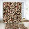 3D Modern Leopard Pattern Shower Curtains Bathroom Decor Bath Curtains Set Non-slip Bath Mats Pedestal Rug Toilet Seat Cover