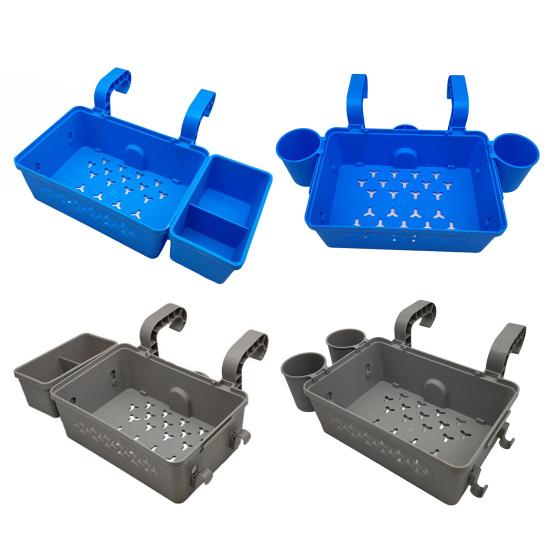 Poolside Storage Baskets with Cup Holders Large Capacity Universal Easy To Install Above Ground Pool Accessories Storage Organizer