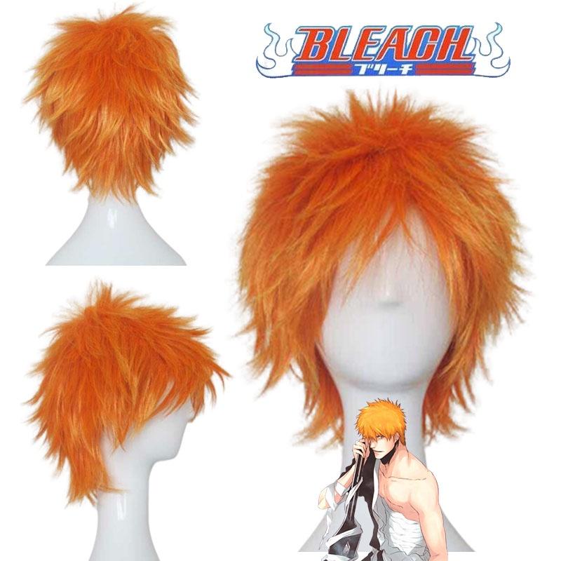Bright Bleach Kurosaki Ichigo Wig Cosplay Hairpiece Adult Party Prop