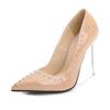 fashion Glossy Patent Leather Rivets Slim Heels Ultra-high Heels Shallow Mouthed Pointed Sexy Nightclub Oversized Women's Singles Shoes