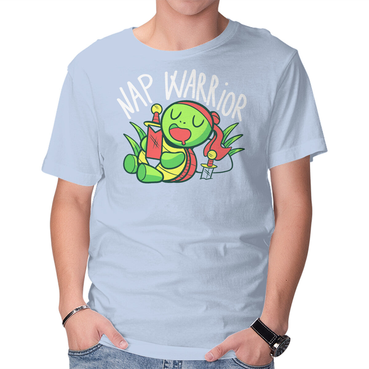Unisex Crew Neck T-Shirt Nap Warrior Graphic Short Sleeve Casual Tee XXXL