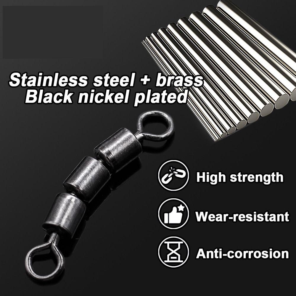 10PCS High Tensile Fishing Barrel Swivels High Speed 3 Roller Swivels   Flying Fishing