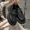 2025 New Ladies' Mesh Loafer Shoes Large Size Hollow Ultra Soft Versatile Thick-soled Slip-on Single Summer Breathable Sandals