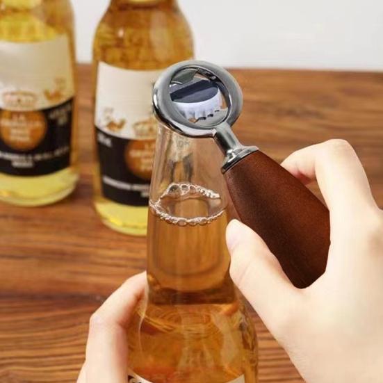 

Дерев яна пляшка для відкривачки Металева пивна ручка Пиво Сода Сидр Кухня B