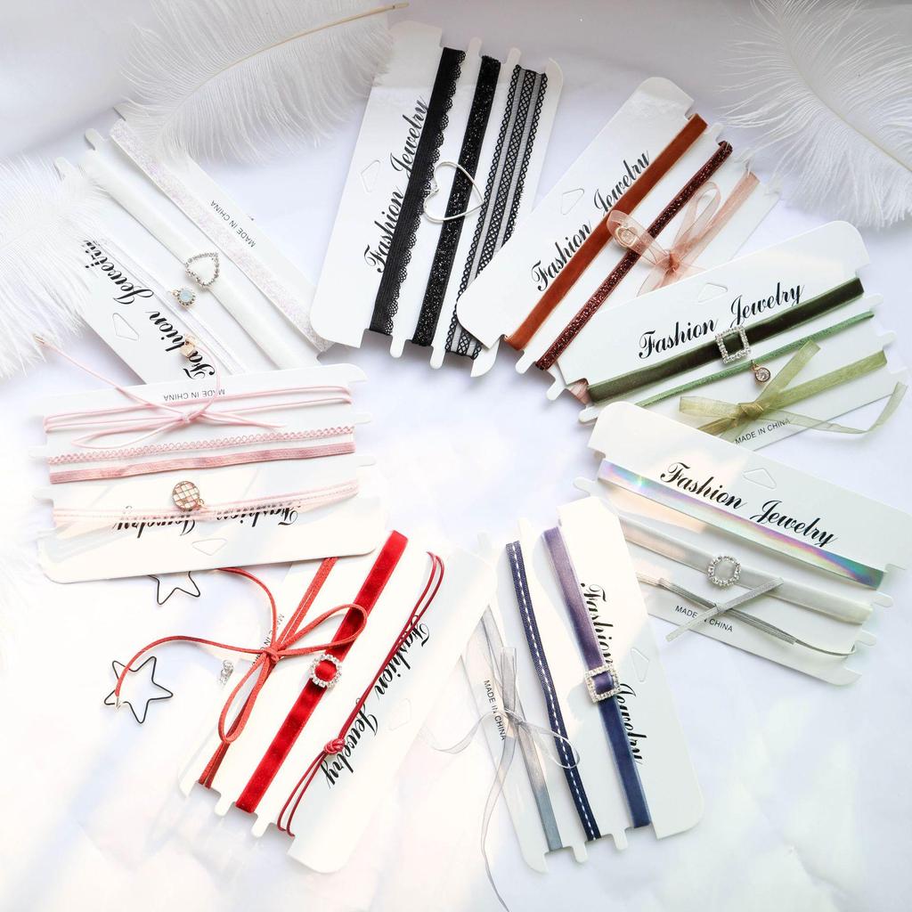 Set Choker Bijuterii de Modă Europene și Americane: Colier Scurt cu Lanț pentru Pulover - Colecție din 3 Piese