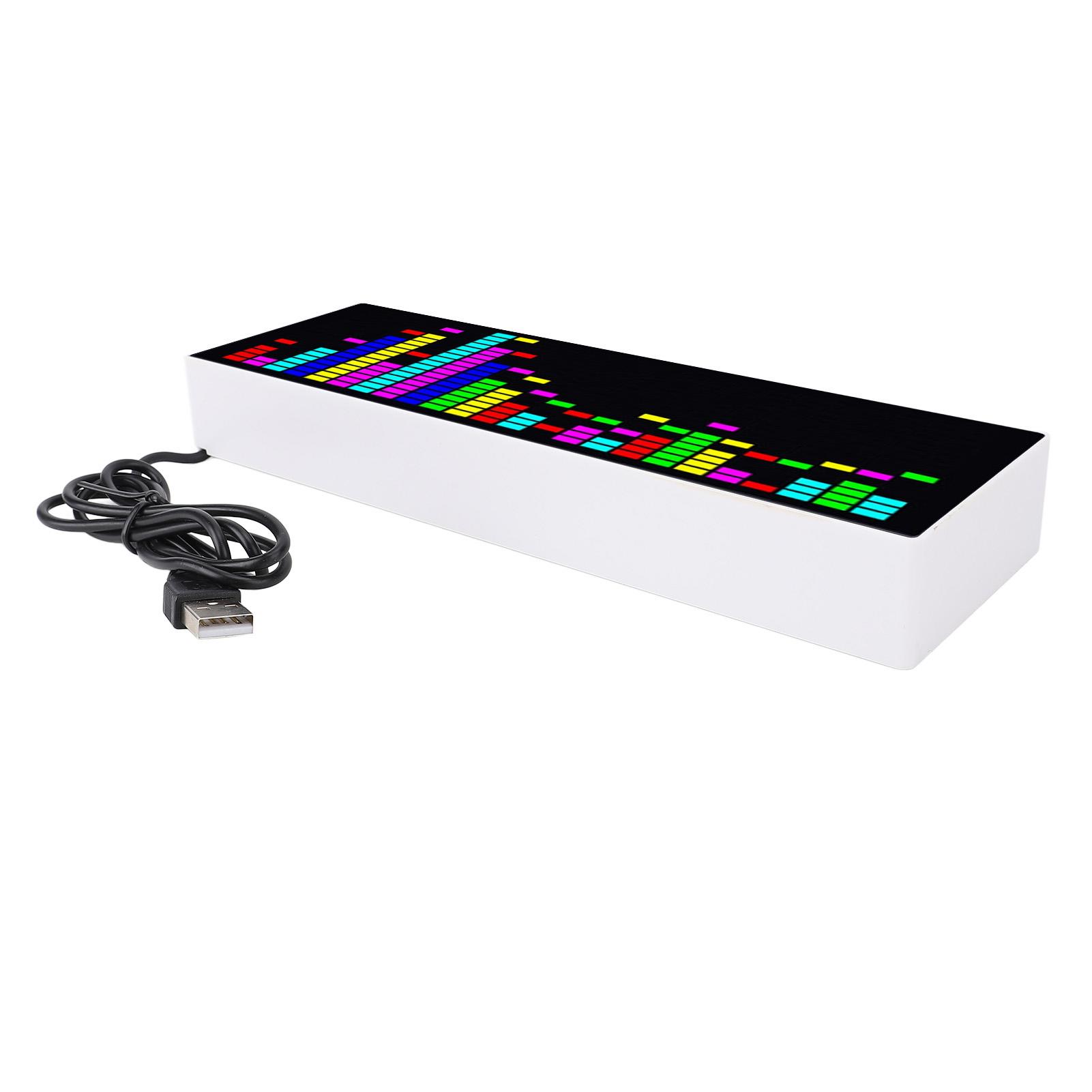 

Светодиодный музыкальный спектр-дисплей с питанием от USB, разноцветный RGB, управляемый голосом, ритм-подсветка с функцией электронных часов