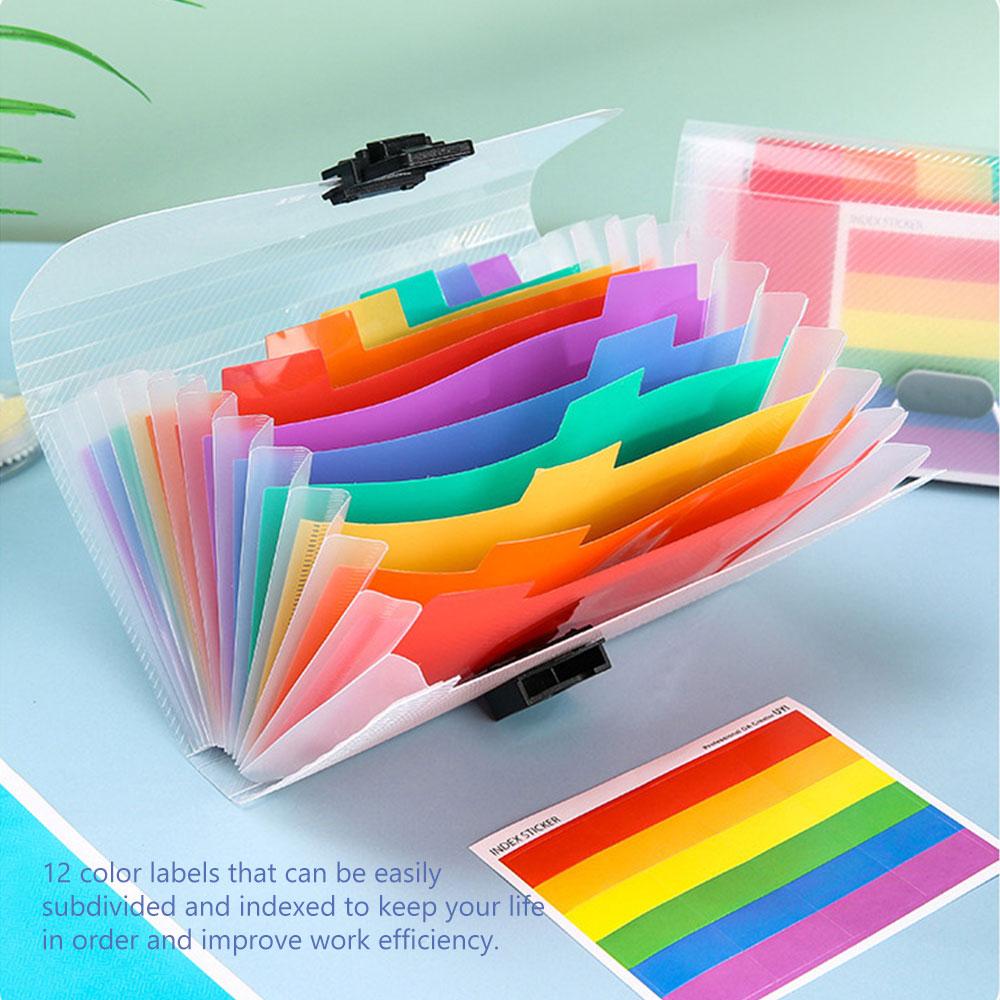 A6 File Folder Storage Bag Exam Paper Bill Document Organizer Rainbow File Expansion Bag Portable Home School Office Binder