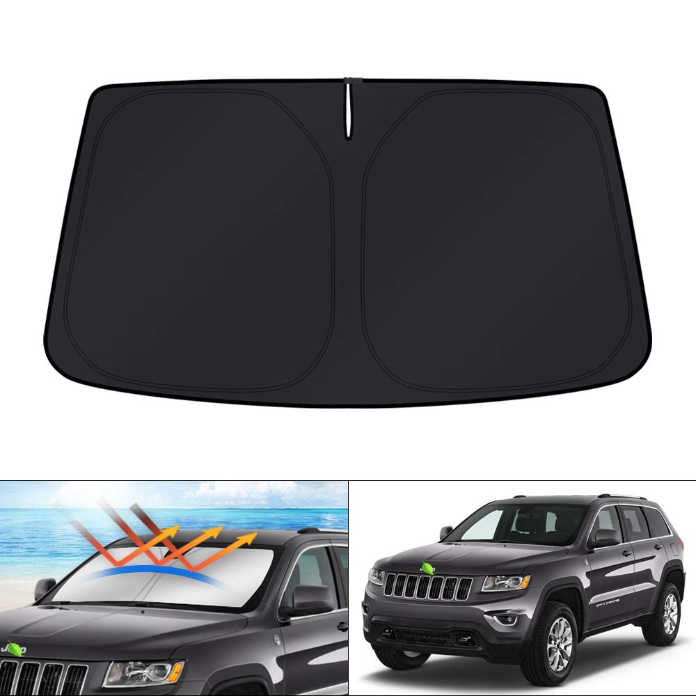 

KUST Windshield Sunshade for Jeep Grand Grand Cherokee L Accessories Compatible with Jeep Foldable Sunshade Blocks UV Sun Visor Protector Keeps Your чёрный