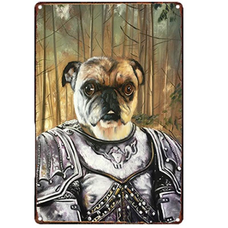 Dressed Dog Vintage Metal Tin Poster For Bedroom Wall Decoration Pet Dog Shabby Chic Tin Poster